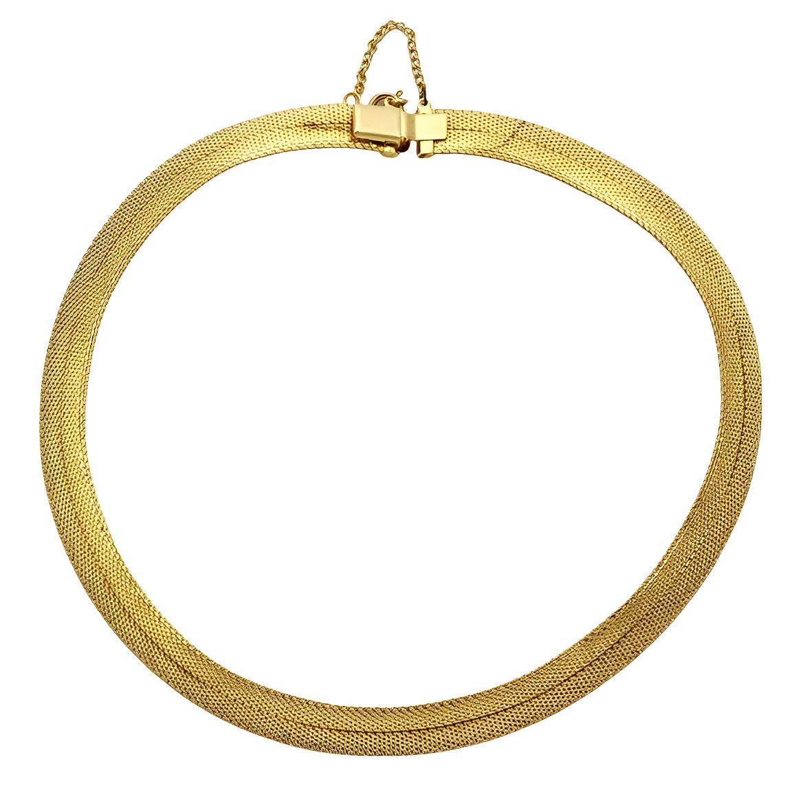 Gold Plated Egyptian Revival Chevron Collar Necklace circa 1980s For Sale 3