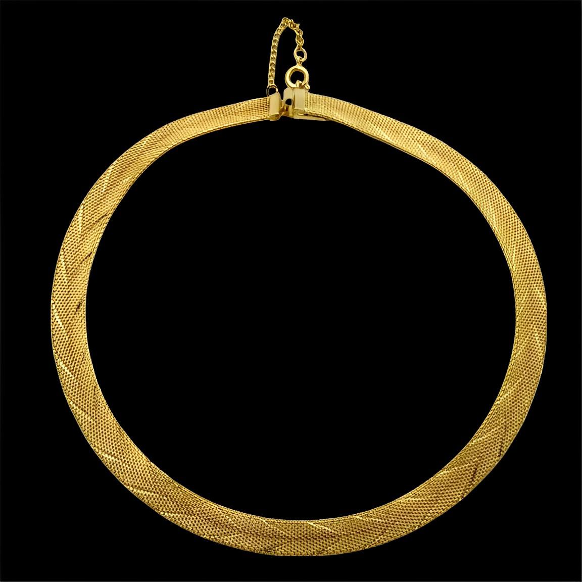 Gold Plated Egyptian Revival Chevron Collar Necklace circa 1980s For Sale 4