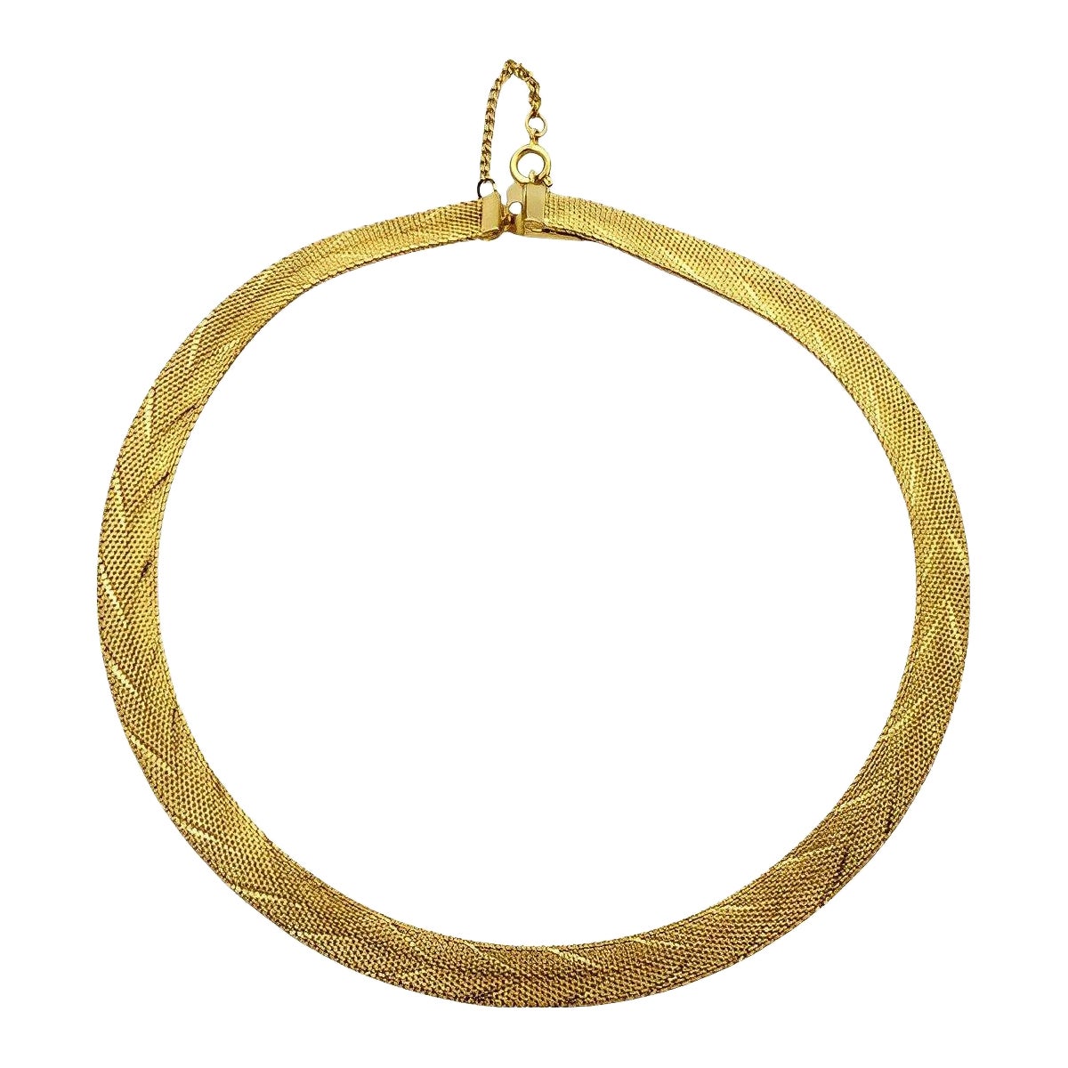 Collier à chevrons en plaqué or de style Revive égyptien circa 1980