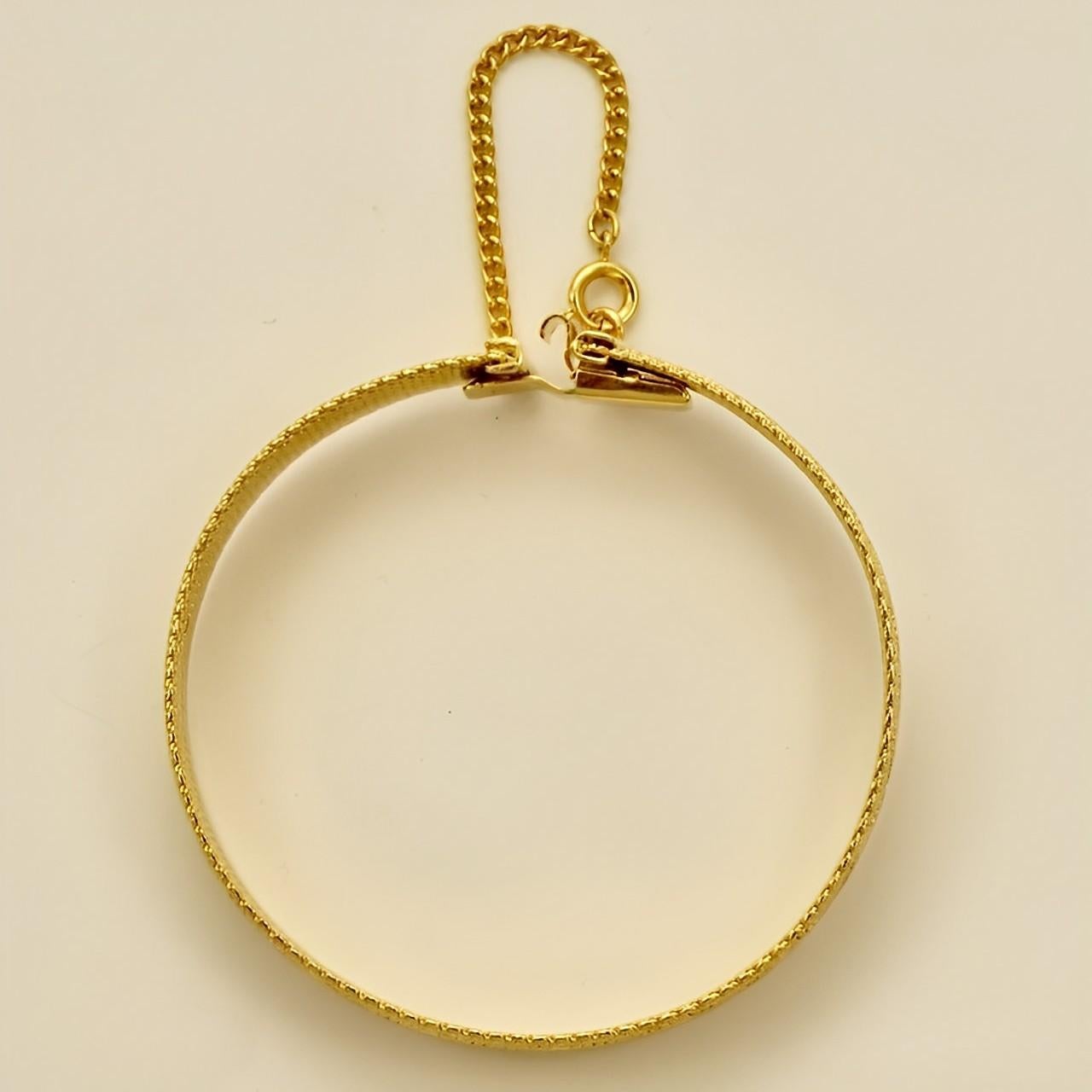 Women's or Men's Gold Plated Egyptian Revival Diamond Design Mesh Bracelet circa 1980s