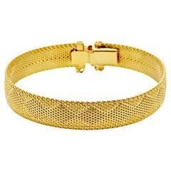 Antique Gold Plated Egyptian Revival Diamond Design Mesh Bracelet circa 1980s