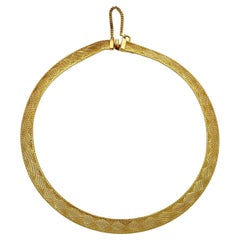 Gold Plated Egyptian Revival Diamond Design Mesh Choker Necklace circa 1980s
