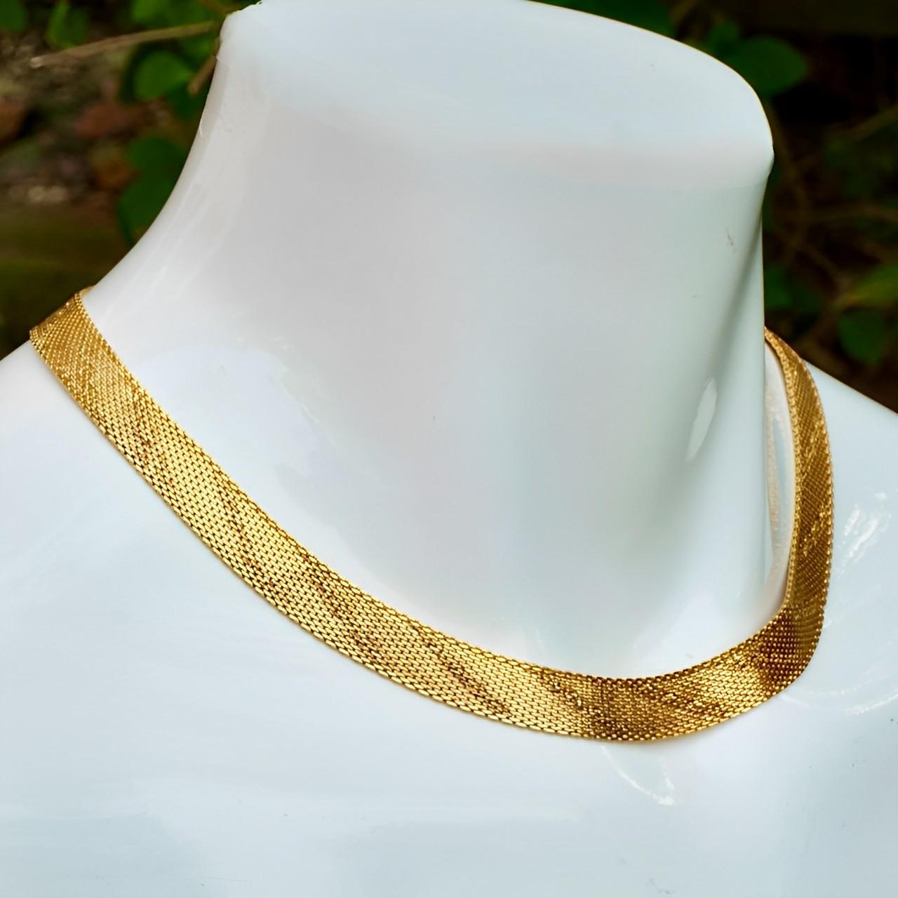 Gold Plated Egyptian Revival Textured Collar Necklace circa 1980s In Good Condition For Sale In London, GB