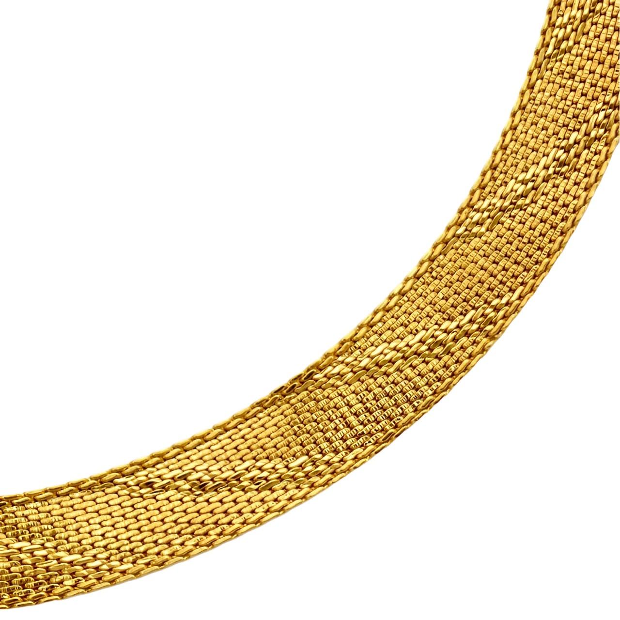 Gold Plated Egyptian Revival Textured Collar Necklace circa 1980s For Sale 1
