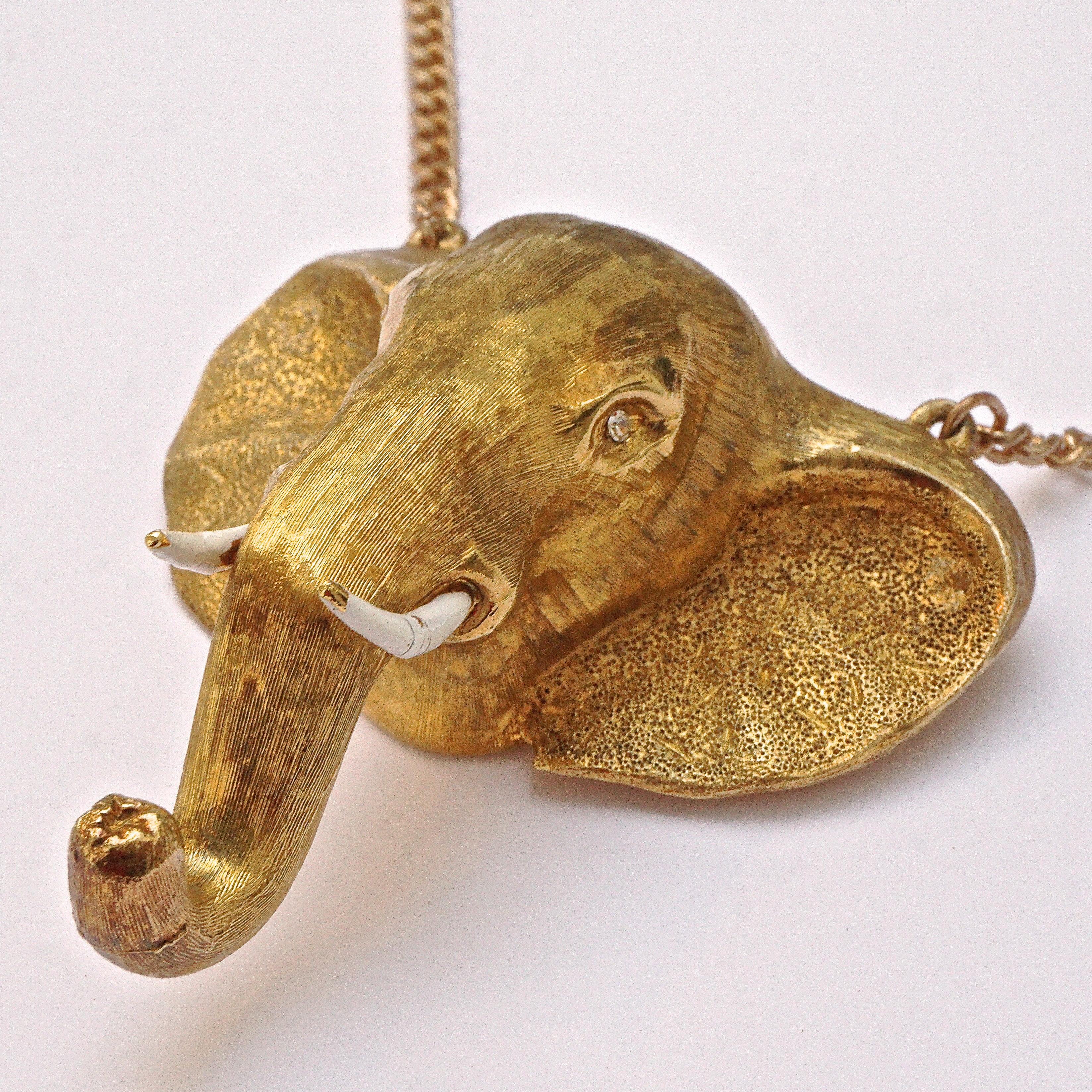 gold elephant head pendant
