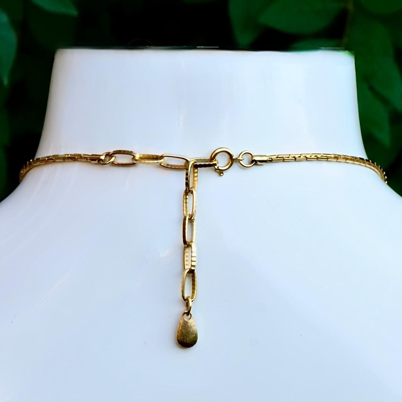 Gold Plated Elongated Box Chain Tassel Necklace circa 1980s For Sale 3