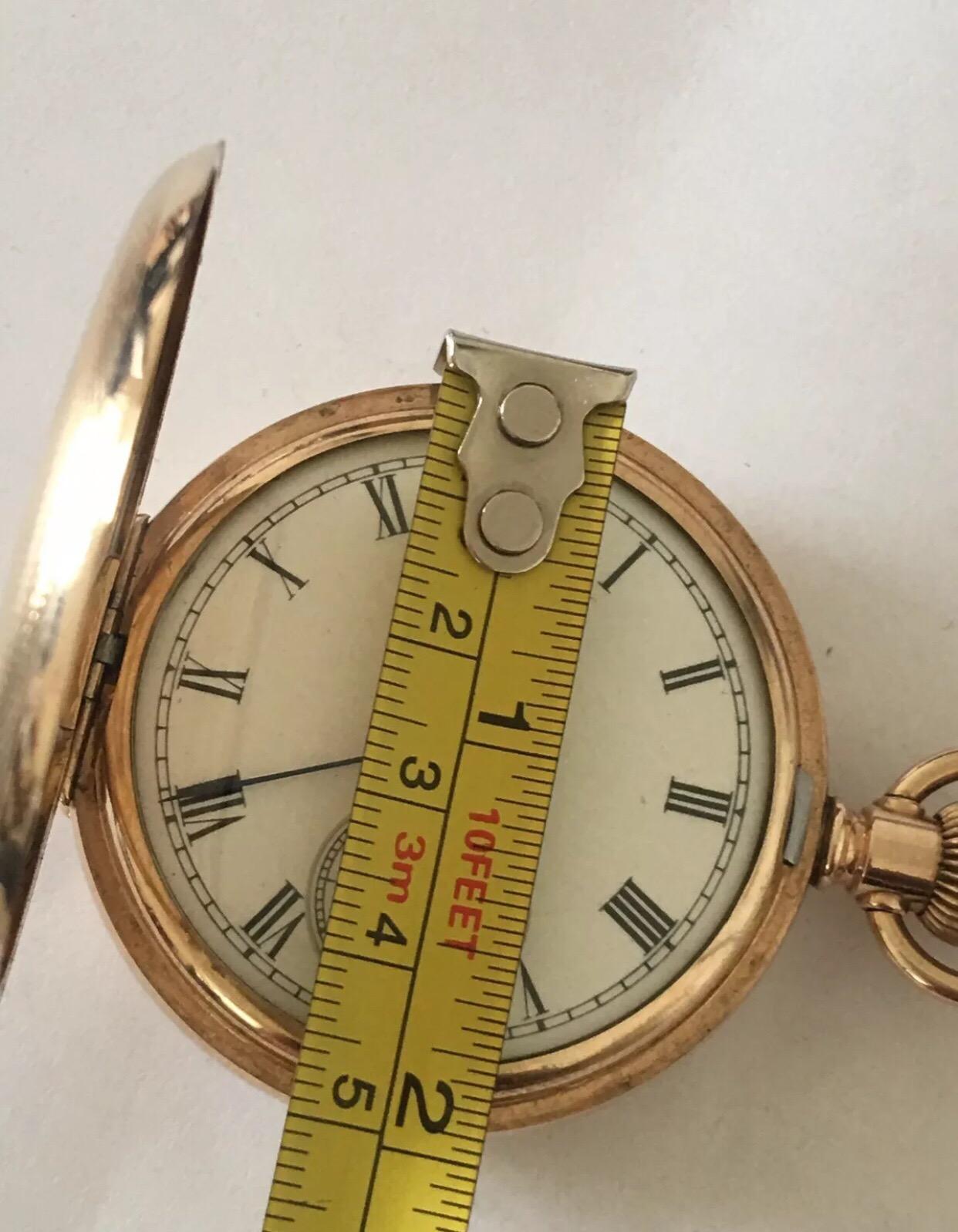 Women's or Men's Gold Plated Engine Turned Full Hunter Cased Antique Pocket Watch Signed Elgin