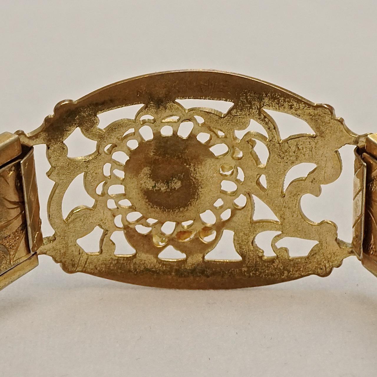 gold plated engraved bracelet