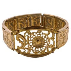 Vintage Gold Plated Engraved Flower Expansion Link Bracelet