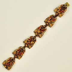 Set di collana, bracciale e orecchini in filigrana placcata oro e strass citrino