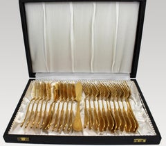 Vergoldetes Fischbesteck für 12 Personen von Solingen, Deutschland, 23/24 Karat, Mitte 20.