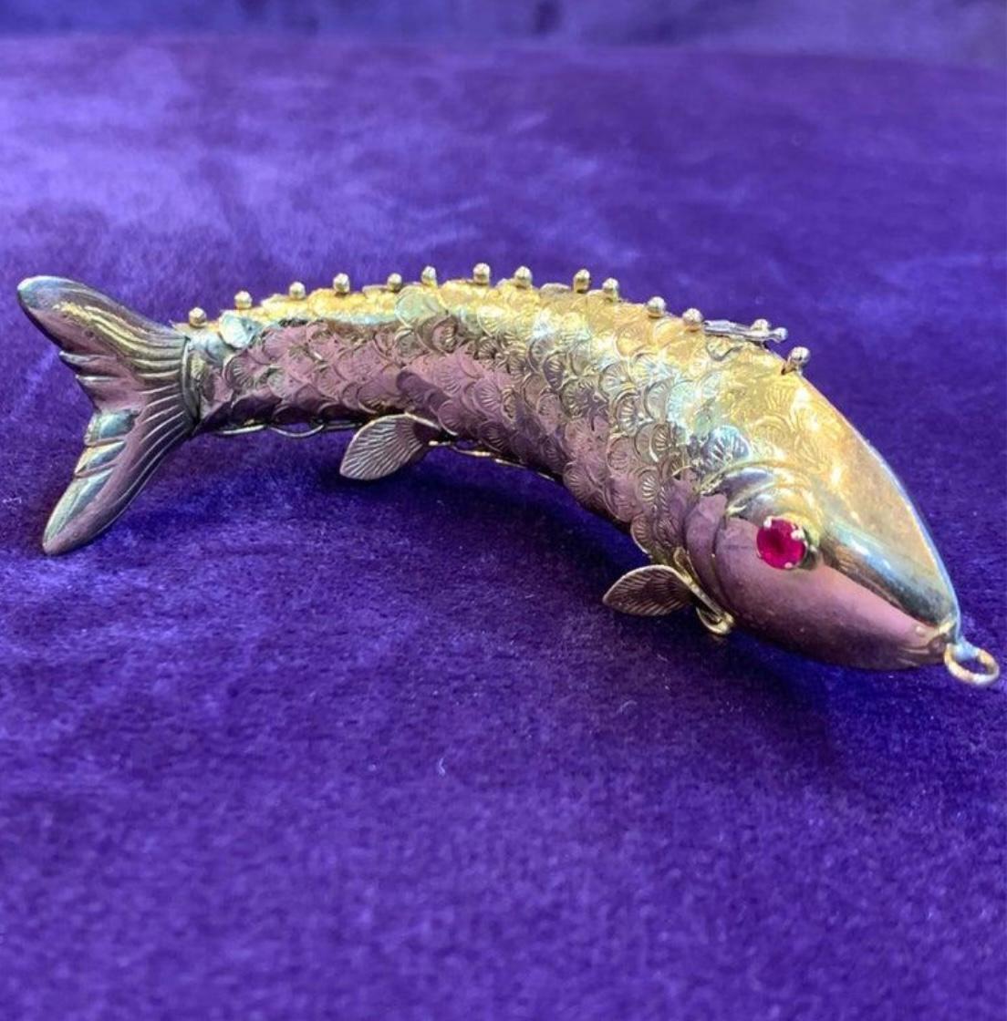 Gold-plated fish pendant & desk object For Sale 1