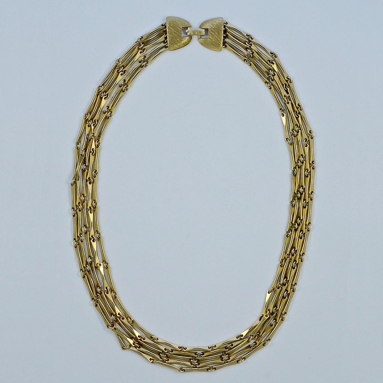 Collier à maillons à cinq brins en plaqué or, c. 1950 Bon état - En vente à London, GB