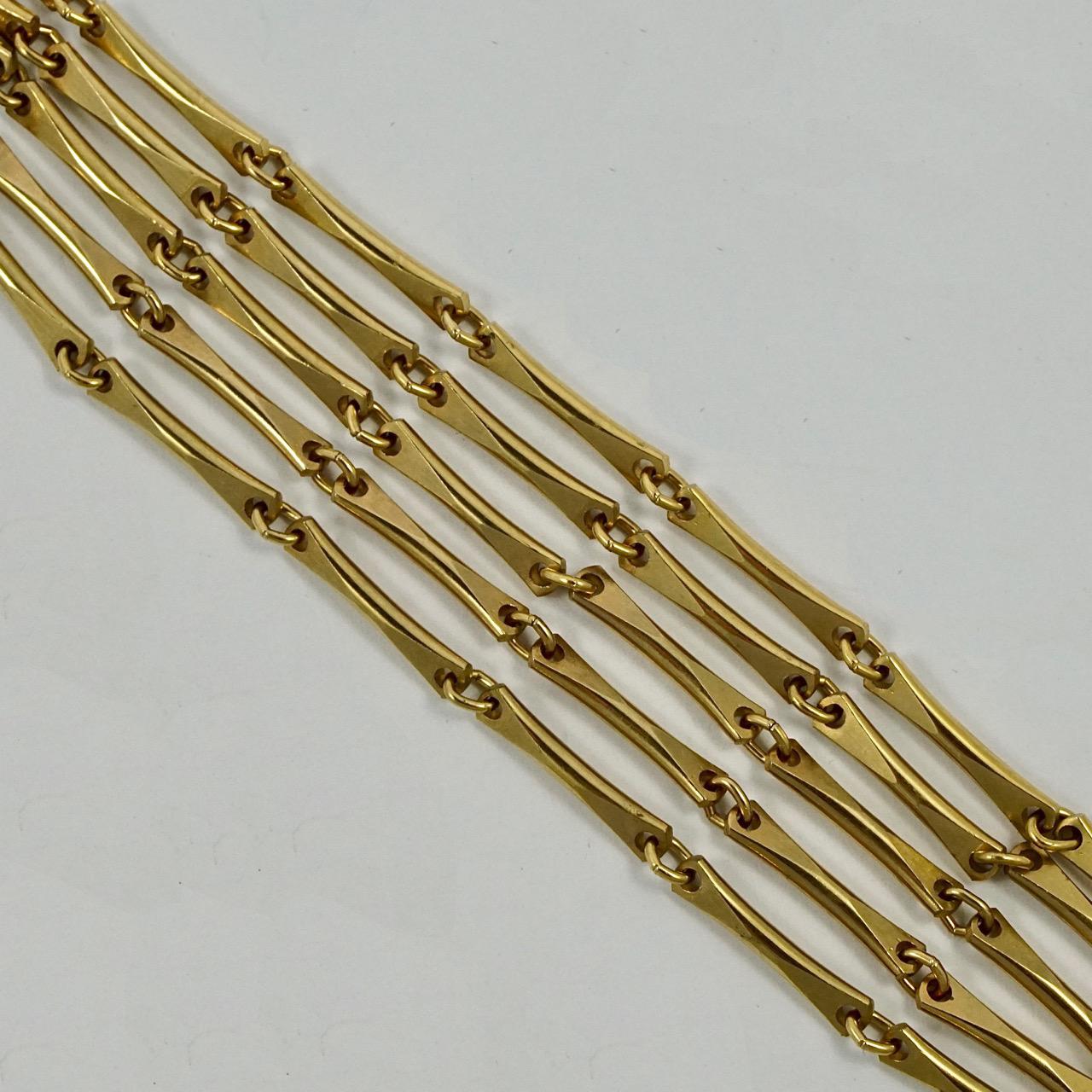 Vergoldete fünfsträngige Gliederhalskette um 1950er Jahre für Damen oder Herren im Angebot