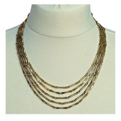 Vintage Gold Plated Five Strand Chain Link Necklace circa 1950s