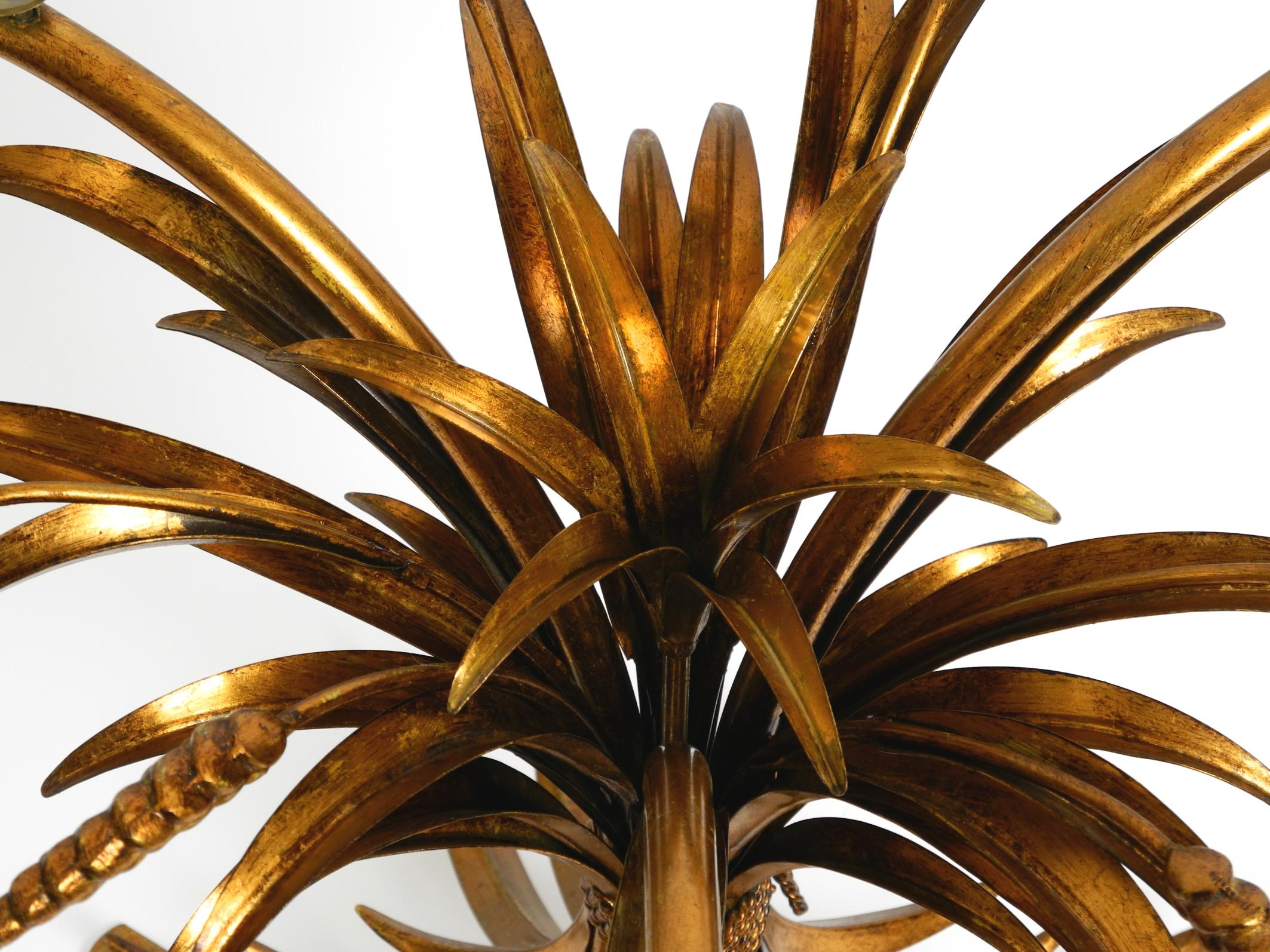 Gold-plated floral 1960s Regency side table with solid glass top by Hans Kögl 4