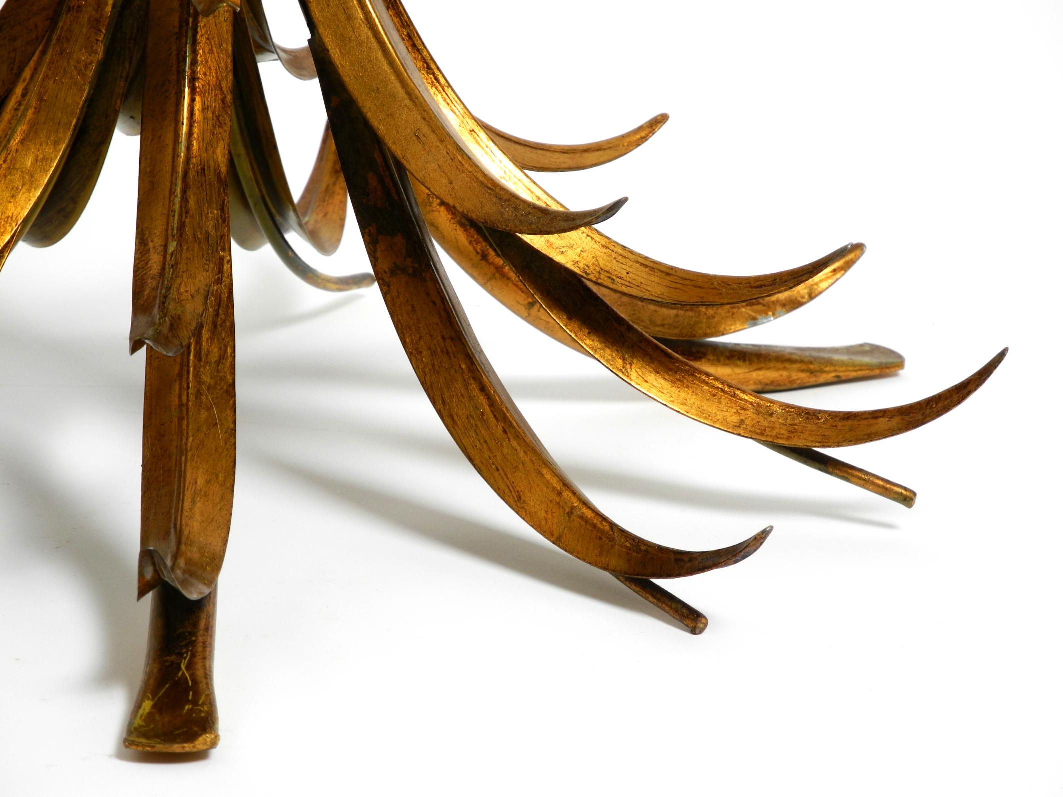 Gold-plated floral 1960s Regency side table with solid glass top by Hans Kögl 7
