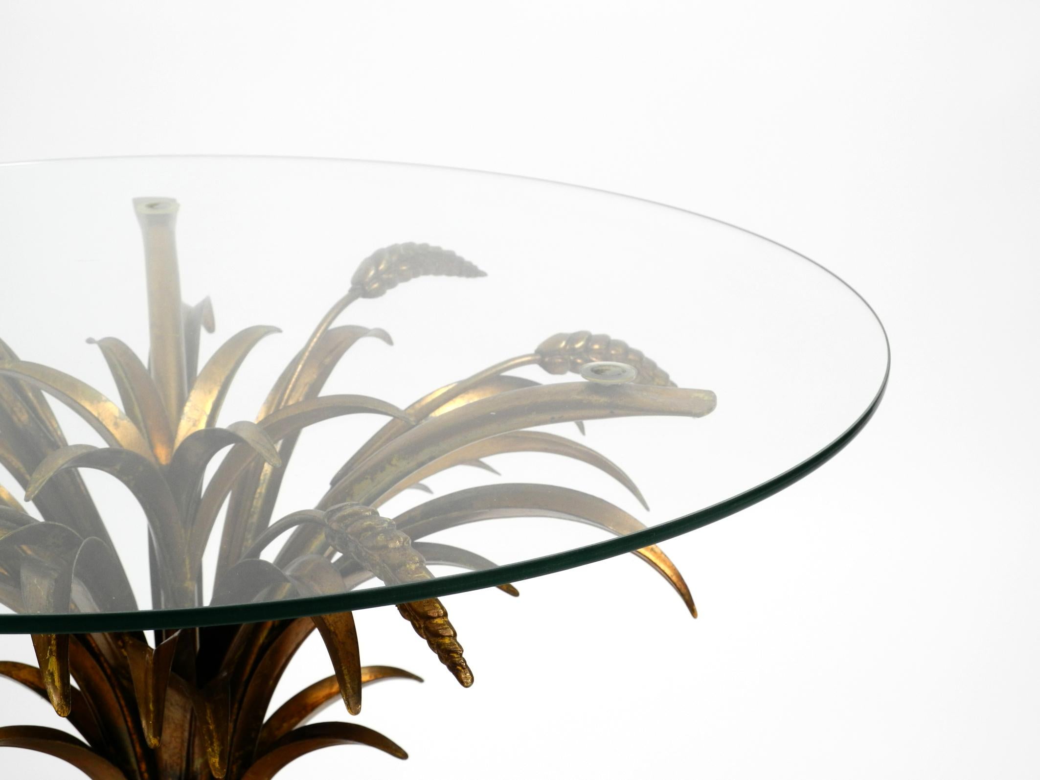 Gold-plated floral 1960s Regency side table with solid glass top by Hans Kögl 9