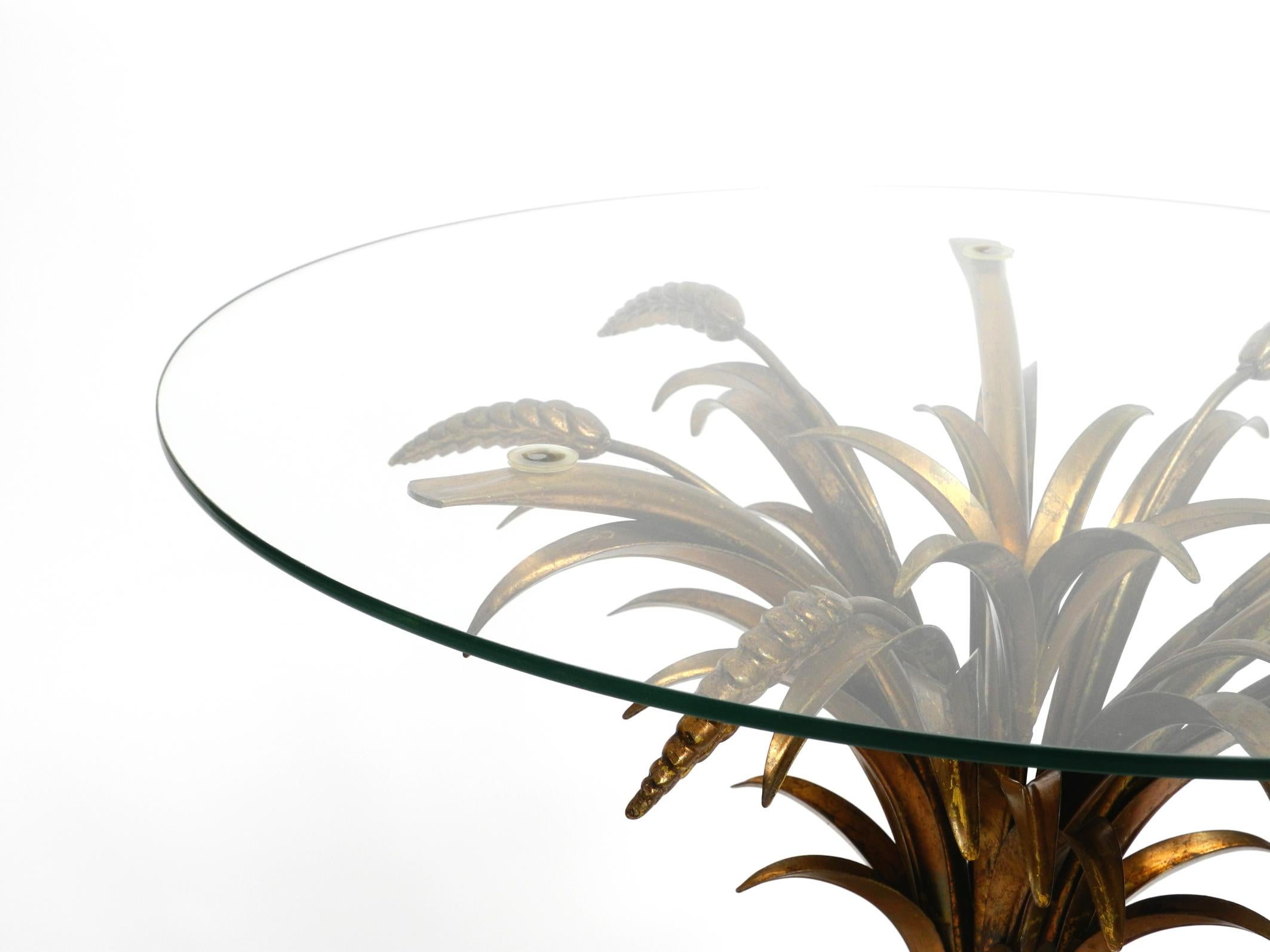 Gold-plated floral 1960s Regency side table with solid glass top by Hans Kögl 10