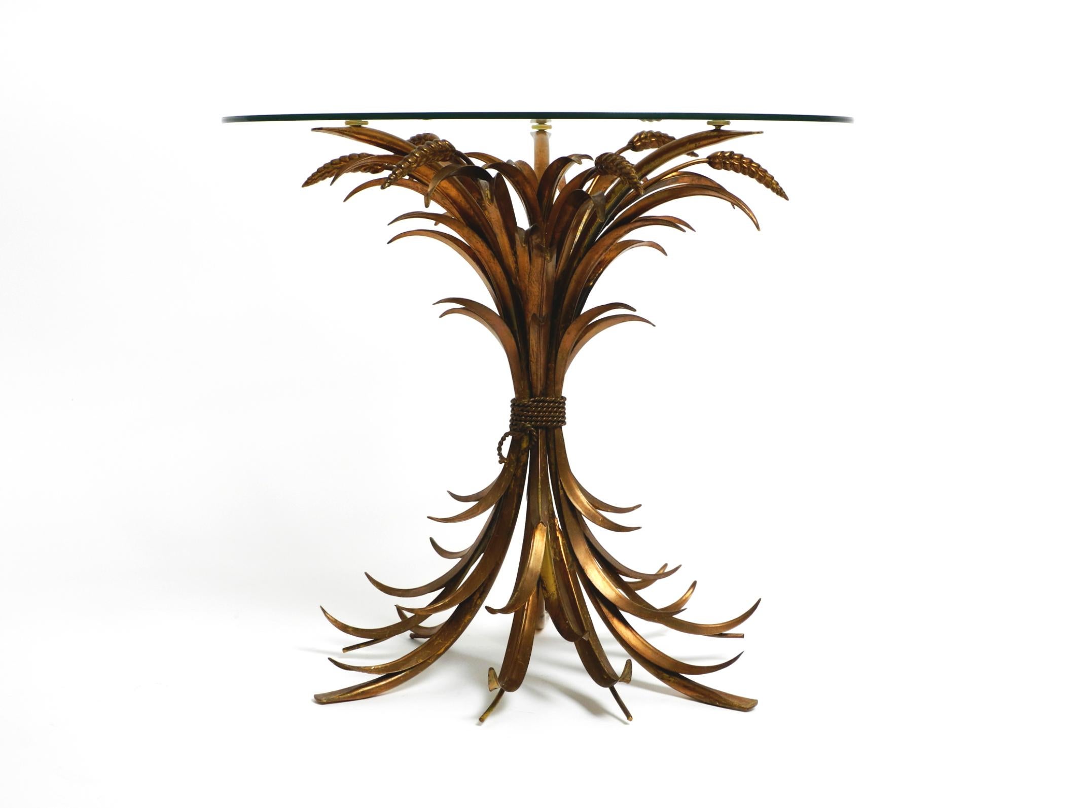 Mid-Century Modern Gold-plated floral 1960s Regency side table with solid glass top by Hans Kögl