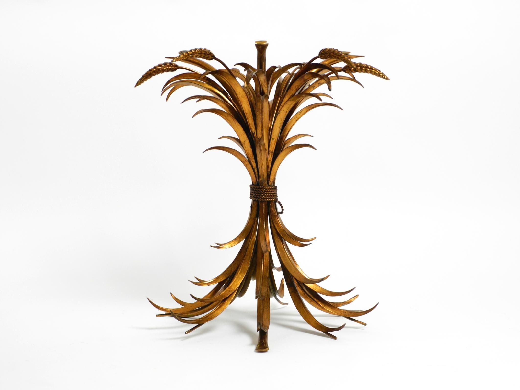 German Gold-plated floral 1960s Regency side table with solid glass top by Hans Kögl