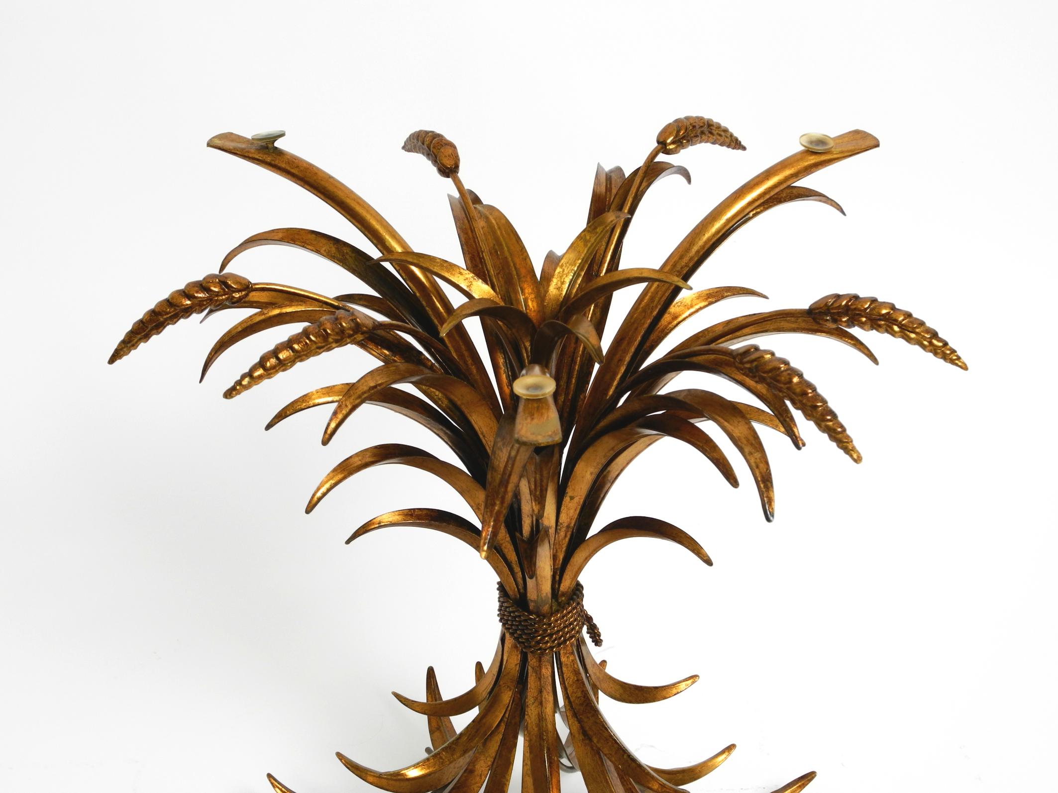 Metal Gold-plated floral 1960s Regency side table with solid glass top by Hans Kögl