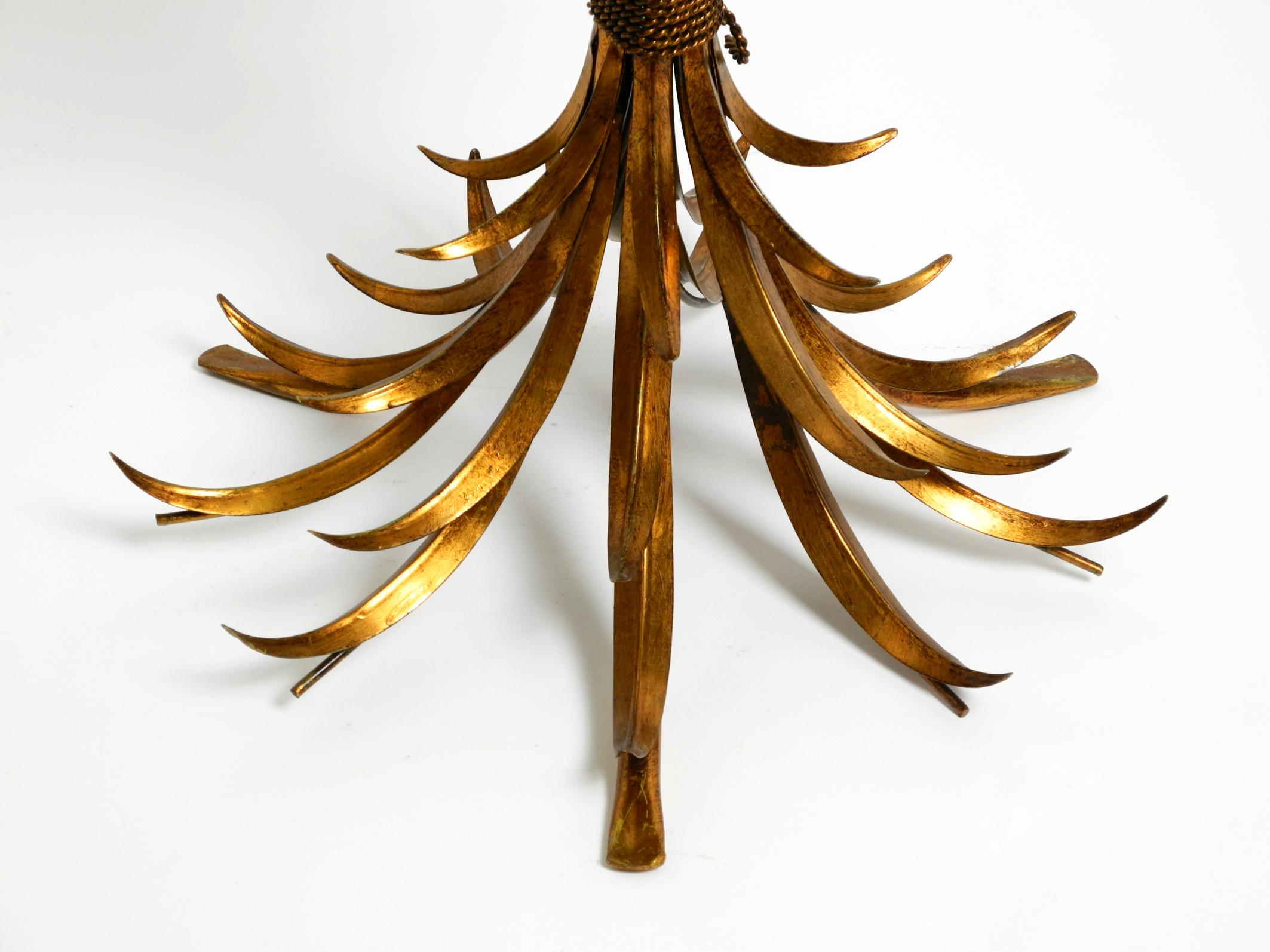 Gold-plated floral 1960s Regency side table with solid glass top by Hans Kögl 1