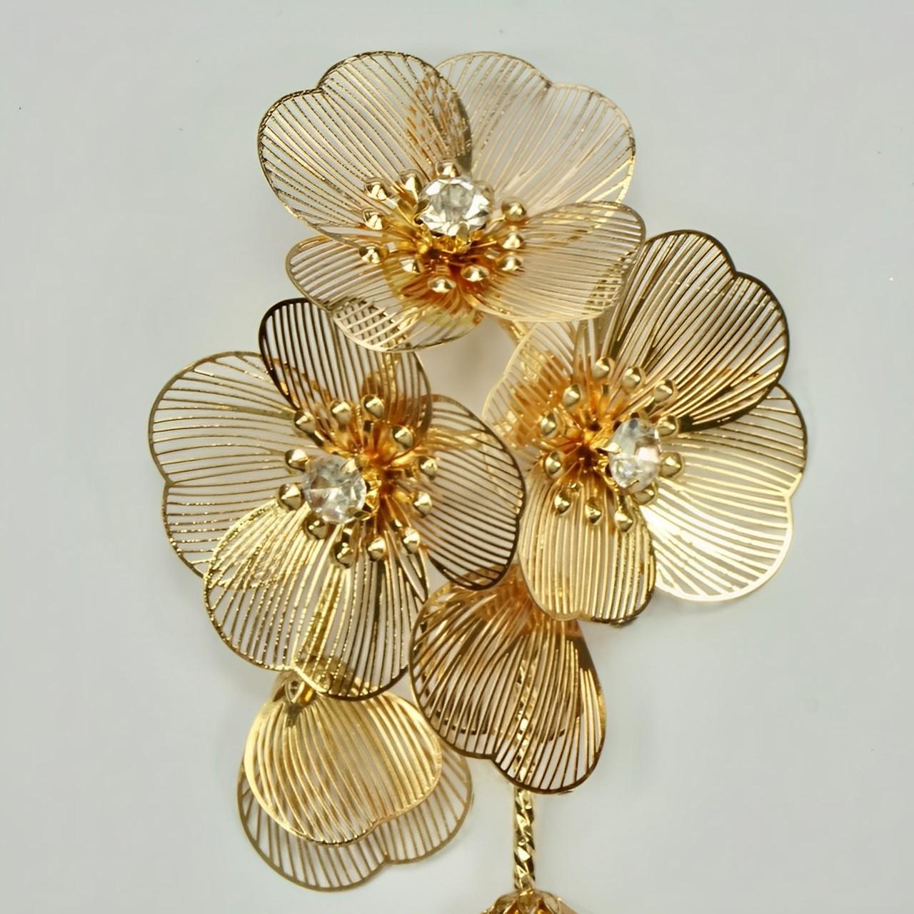 Golden Flower Drop Earrings