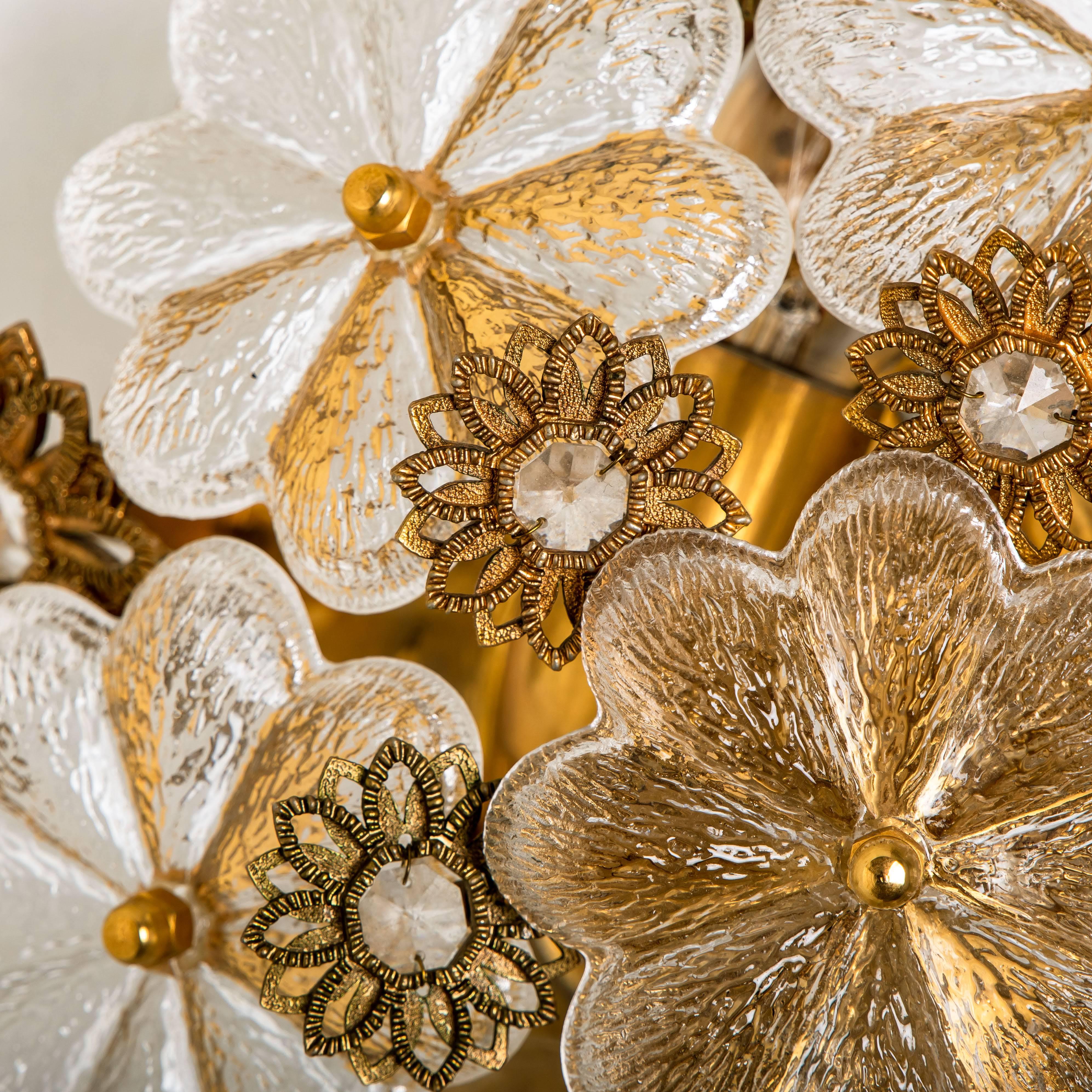 Gold-Plated Flower Wall Light/ Flush Mount by Palwa, 1960s 5