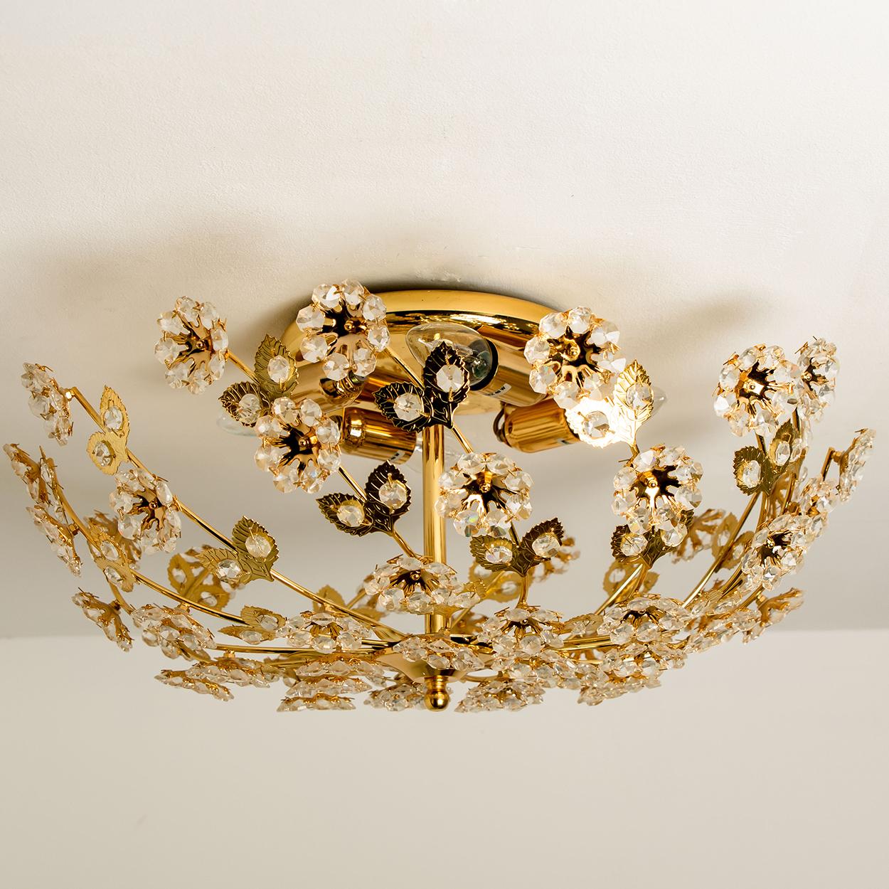 Gold-Plated Flower Wall Light/ Flush Mount by Palwa, 1970 3