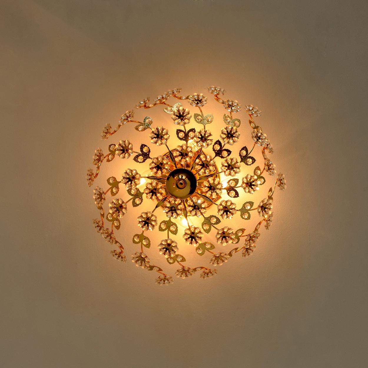Gold-Plated Flower Wall Light/ Flush Mount by Palwa, 1970 5