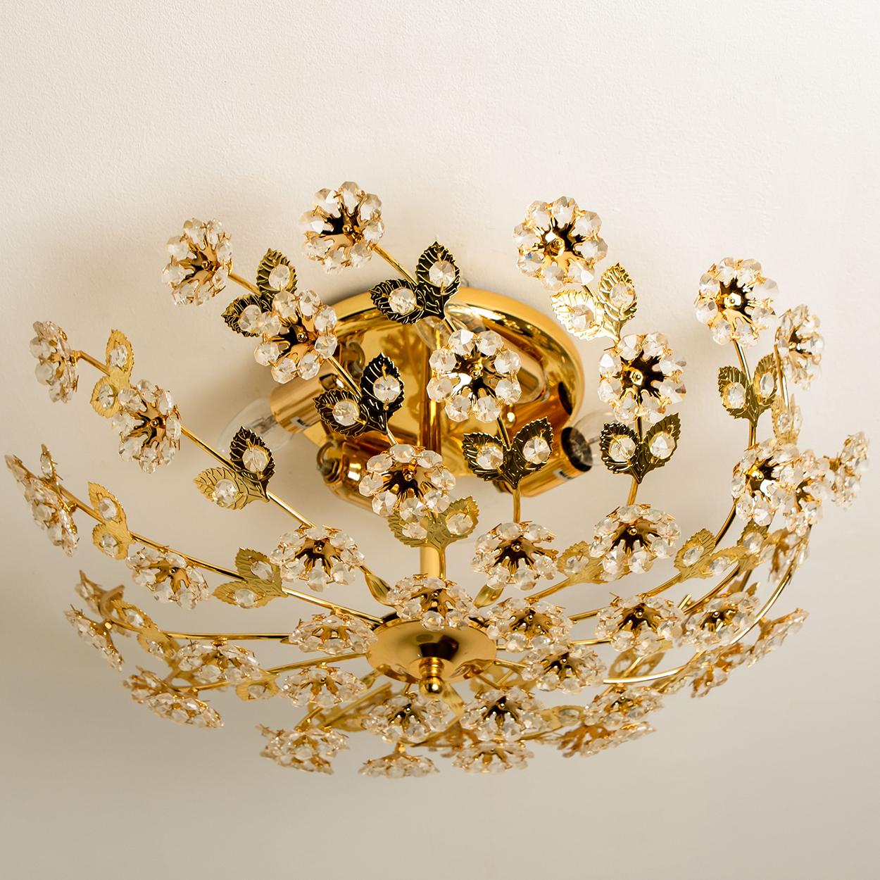 Gold-Plated Flower Wall Light/ Flush Mount by Palwa, 1970 2