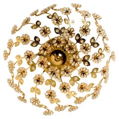 Gold-Plated Flower Wall Light/ Flush Mount by Palwa, 1970