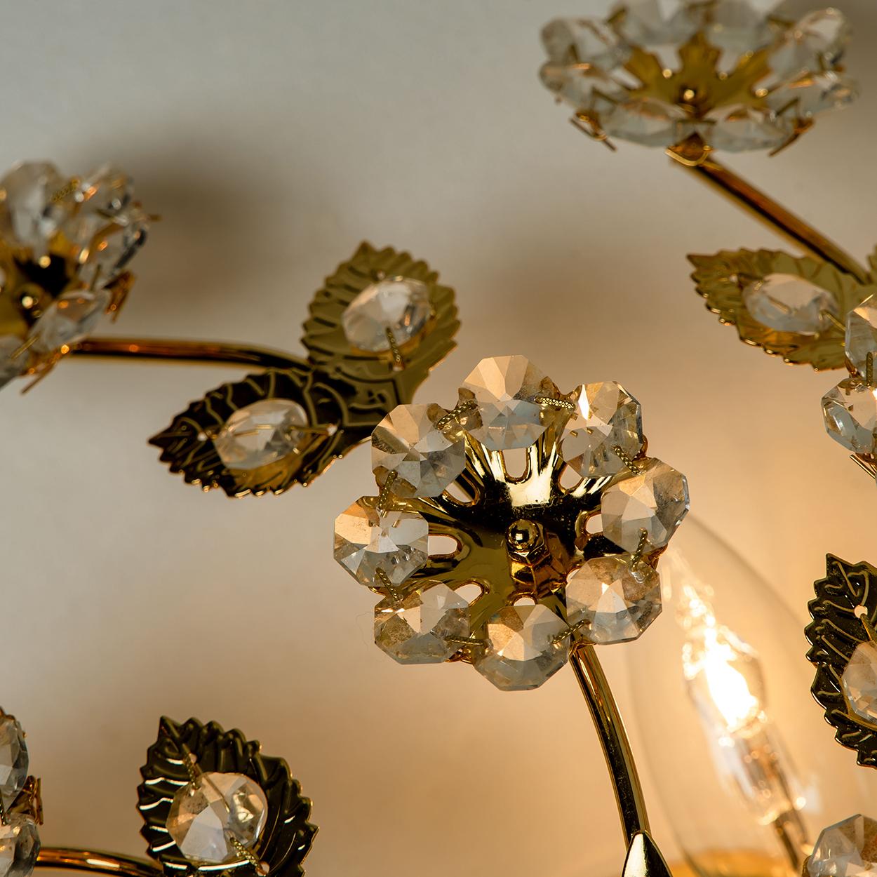 Gold-Plated Flower Wall Light/ Flush Mount by Palwa 4