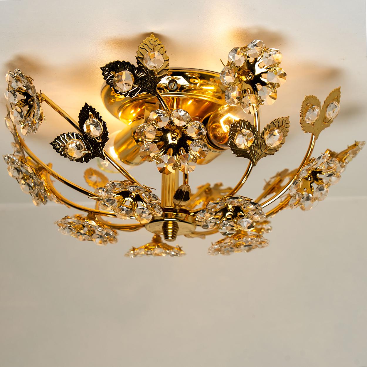 Late 20th Century Gold-Plated Flower Wall Light/ Flushmount by Palwa For Sale