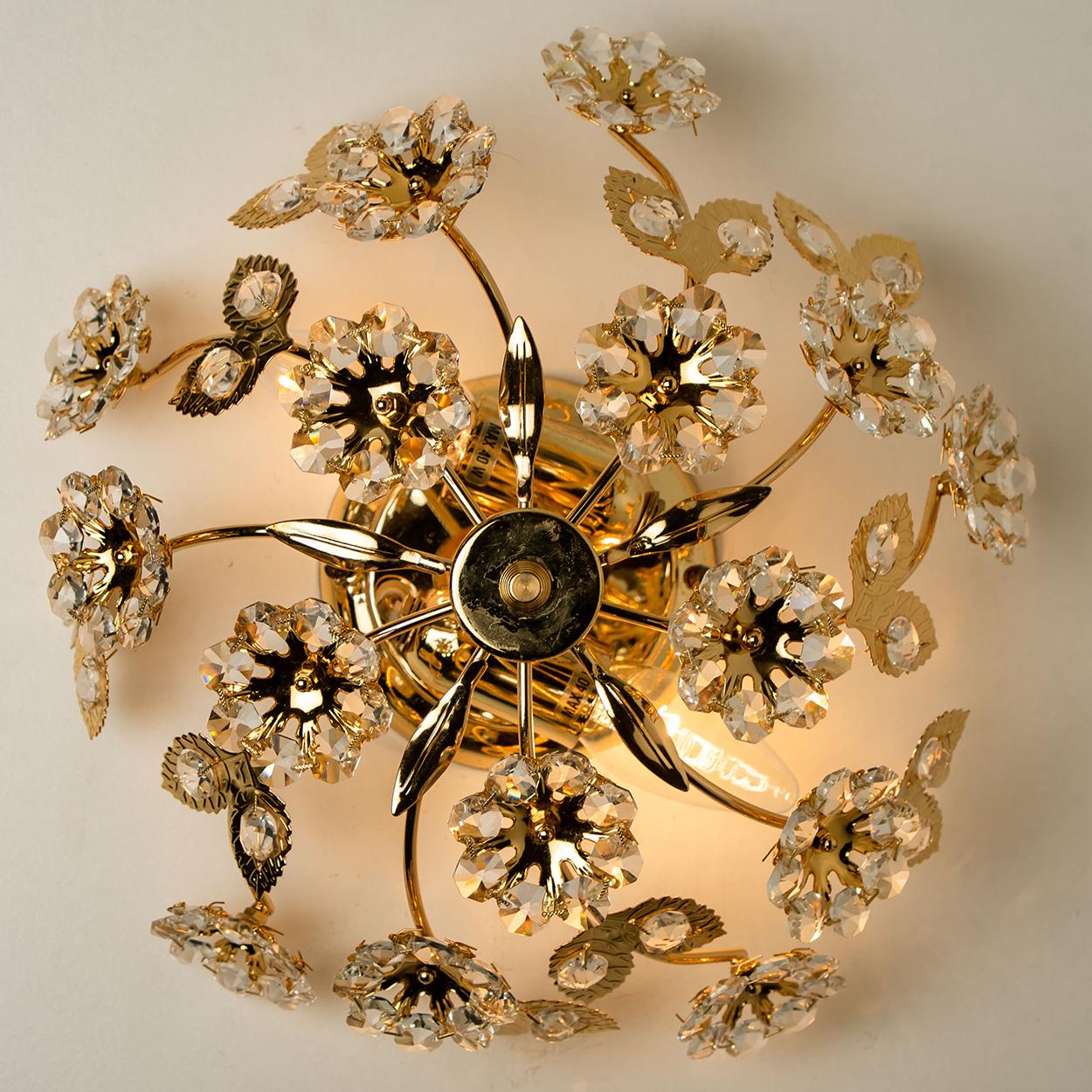 Gold Plate Gold-Plated Flower Wall Light/ Flushmount by Palwa For Sale