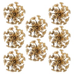 Gold-Plated Flower Wall Light/ Flushmount by Palwa