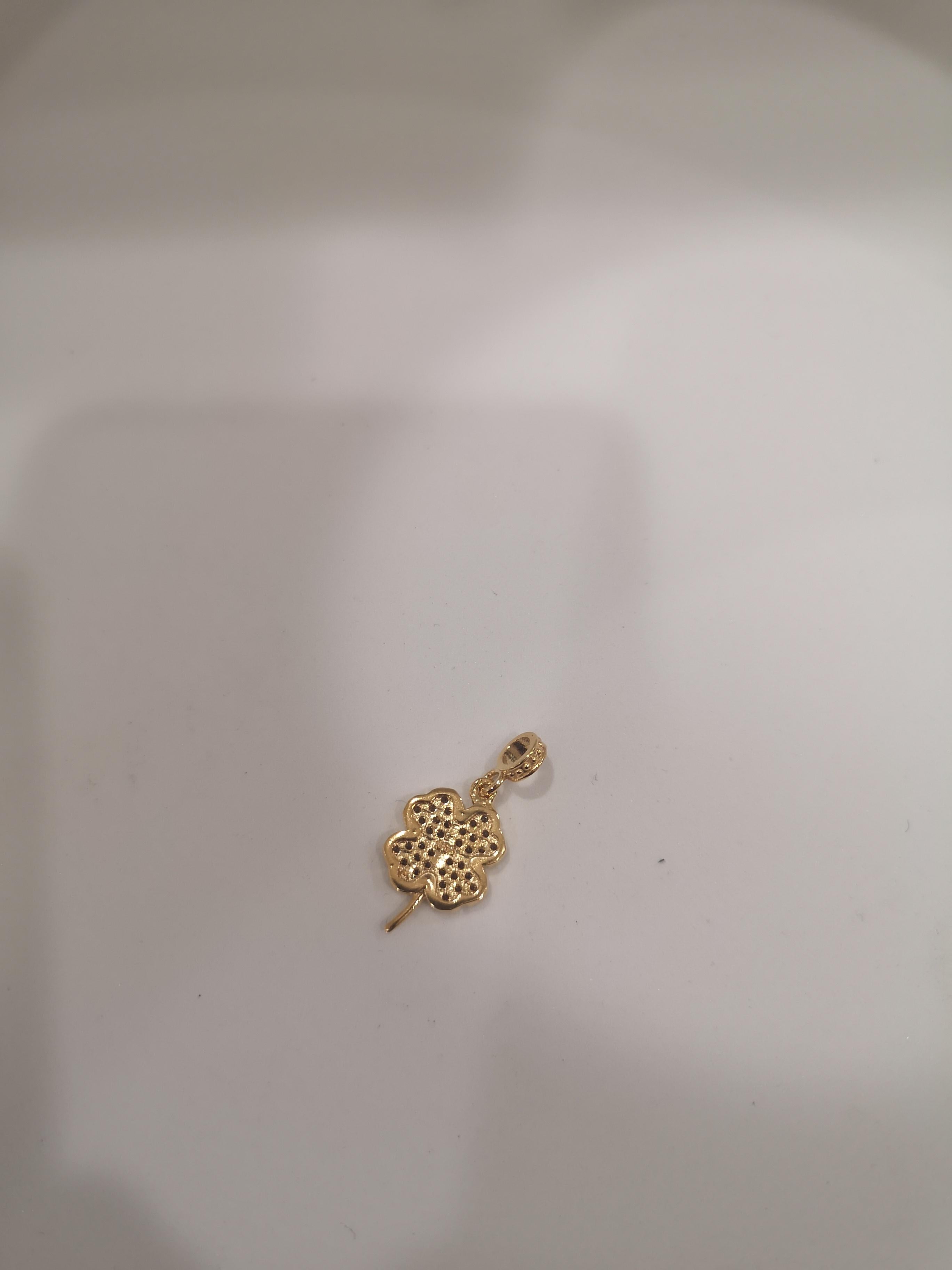 Women's or Men's Gold plated four-leaf clover zirconia charm