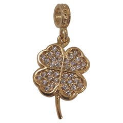 Gold plated four-leaf clover zirconia charm