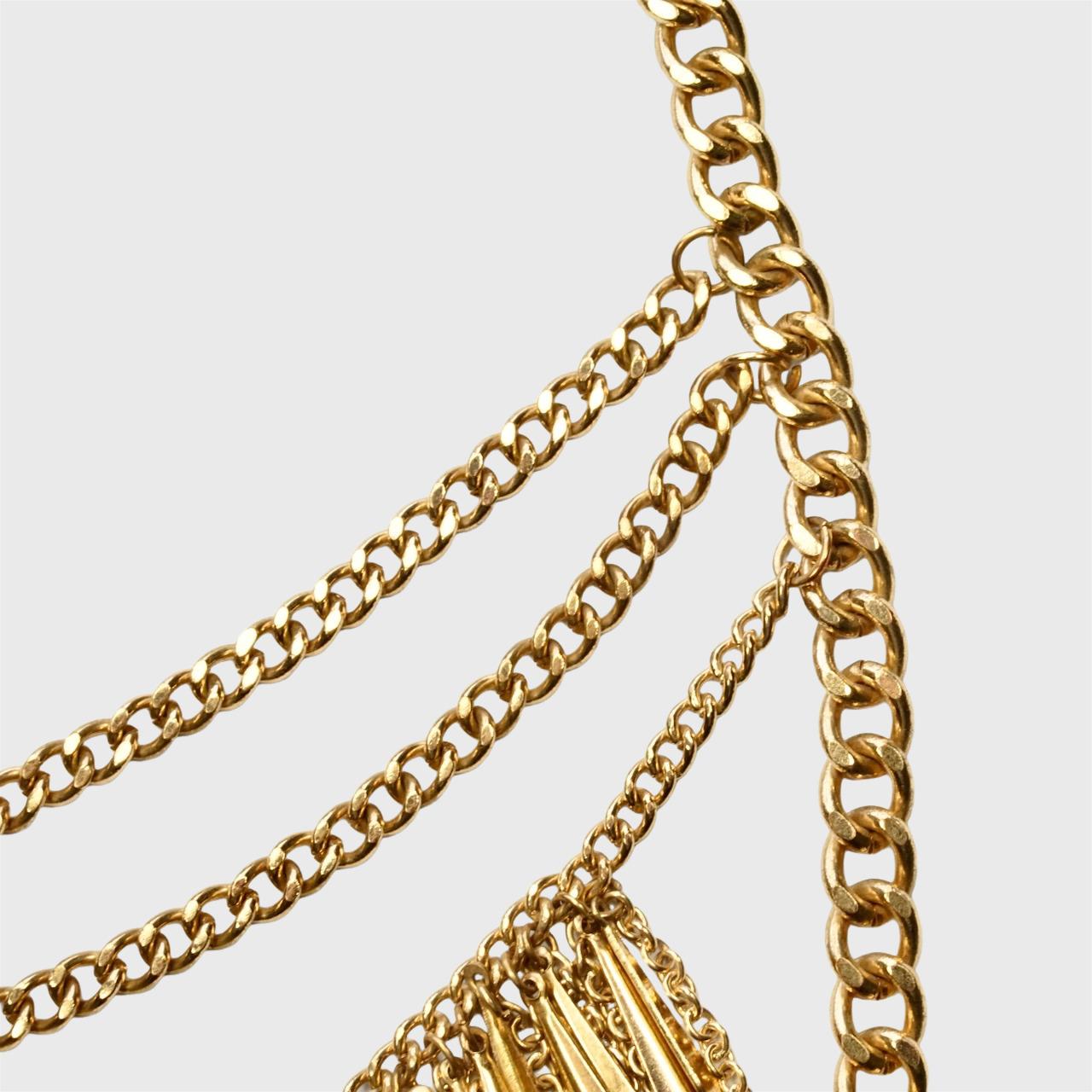 Collier en chaîne à quatre brins plaqué or avec gouttes et franges 1970 en vente 3