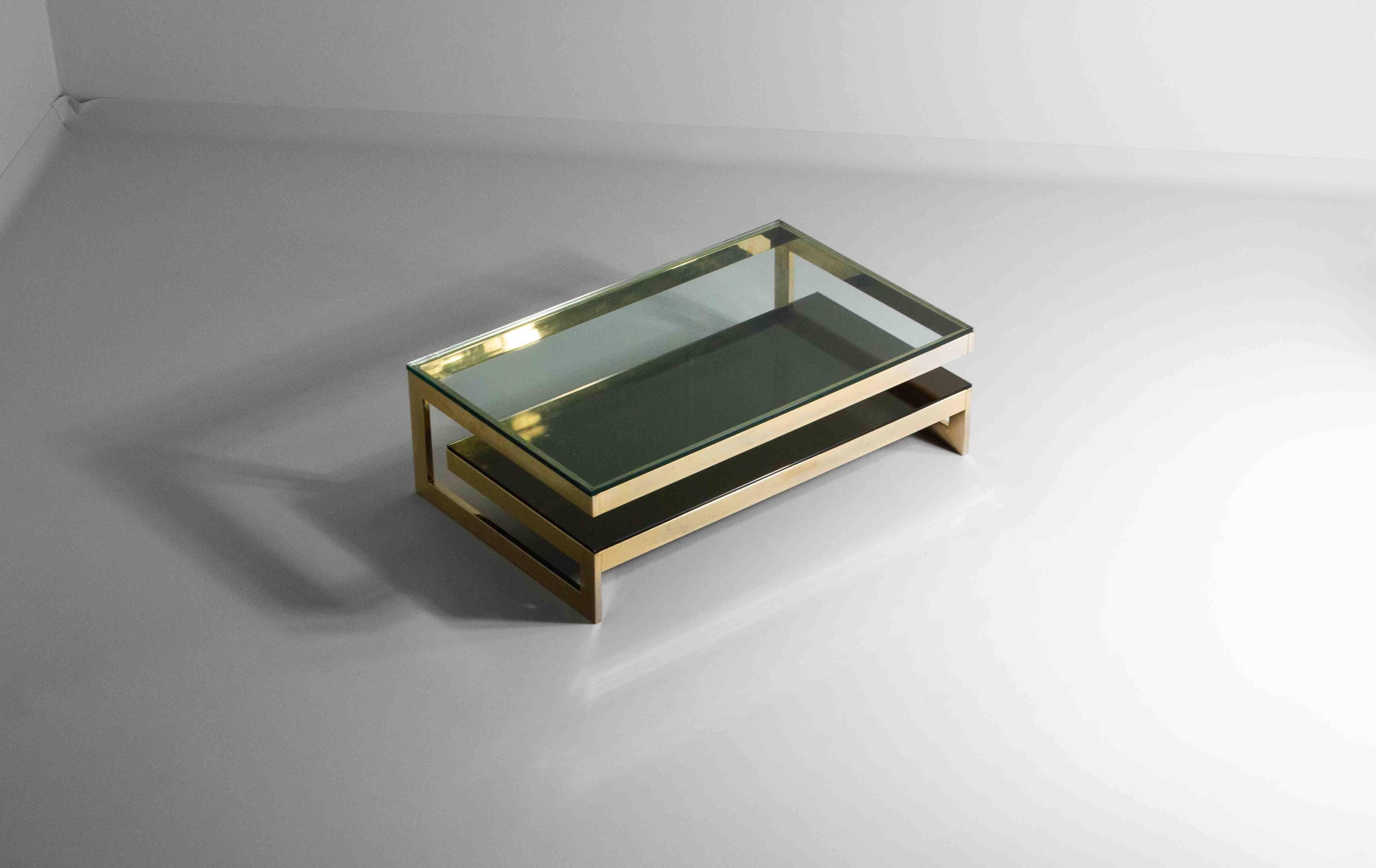 Gold Plated G-Shaped Coffee Table by Belgochrom, 1970s In Good Condition For Sale In Antwerpen, VAN