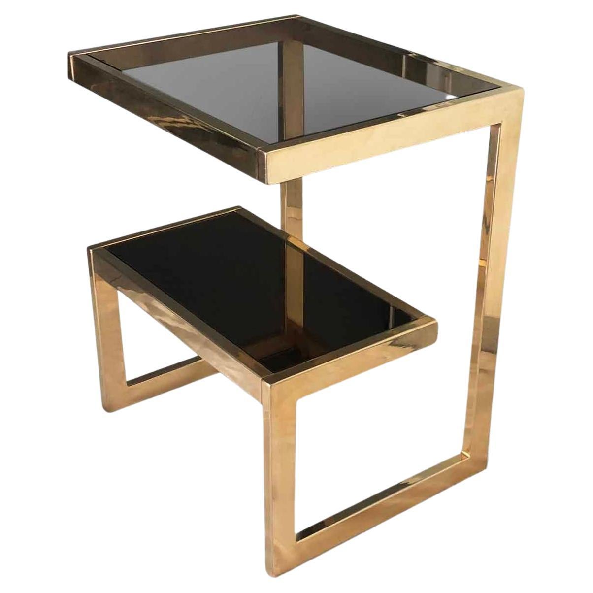 Mesa en forma de G chapada en oro Belgo Chrom, años 80