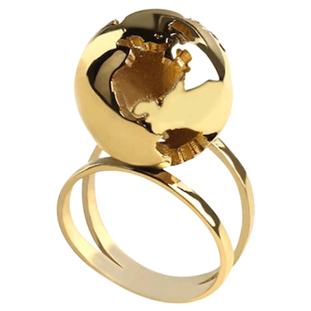 Gold plated Globe Ring For Sale