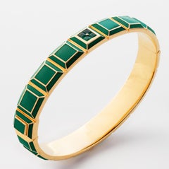 Gold-Plated Green Enamel Emerald Carousel Bracelet