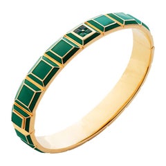 Gold-Plated Green Enamel Emerald Carousel Bracelet 