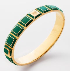 Gold-Plated Green Enamel Zodiac Carousel Bracelet