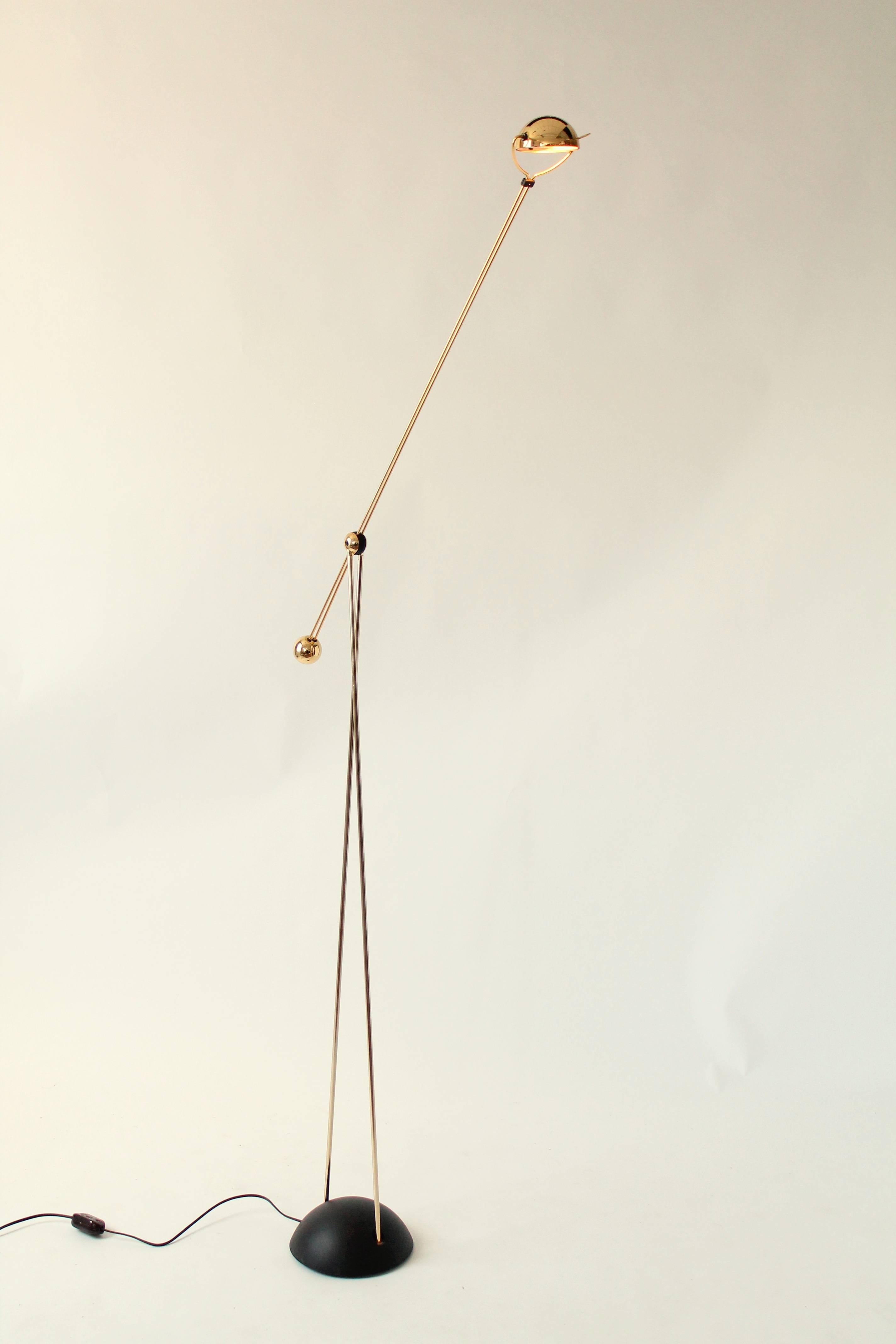 Modern Gold-Plated Halogen Floor Lamp, Yuki from Stephano Cevoli, 1980s, Italia