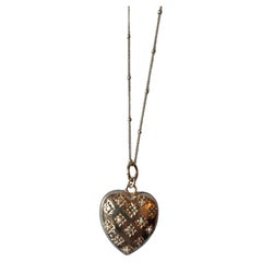 Collana con cuore placcato oro Diamante bianco Perla bianca