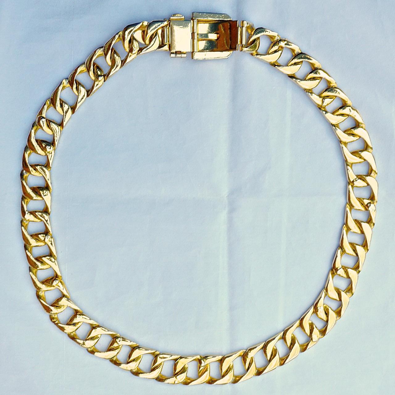 Gold Plated Heavy Adjustable Curb Link Chain Buckle Belt circa 1980s 3
