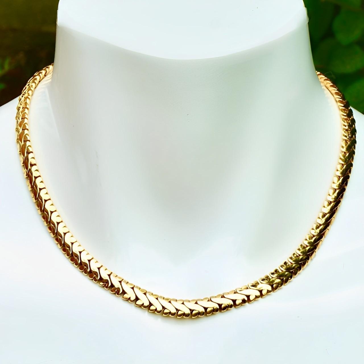 Gold plattiert schwere Fancy Link Kette Halskette für Damen oder Herren im Angebot
